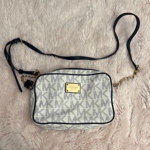 Michael Kors Monogram Crossbody Bag in White and Black